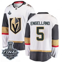 Men's Fanatics Branded Vegas Golden Knights Deryk Engelland Gold White Away 2018 Stanley Cup Final Patch Jersey - Breakaway