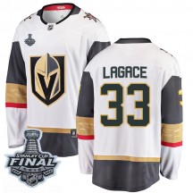Men's Fanatics Branded Vegas Golden Knights Maxime Lagace Gold White Away 2018 Stanley Cup Final Patch Jersey - Breakaway