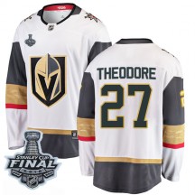 Men's Fanatics Branded Vegas Golden Knights Shea Theodore Gold White Away 2018 Stanley Cup Final Patch Jersey - Breakaway