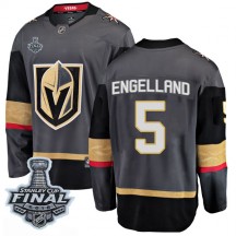 Men's Fanatics Branded Vegas Golden Knights Deryk Engelland Gold Black Home 2018 Stanley Cup Final Patch Jersey - Breakaway