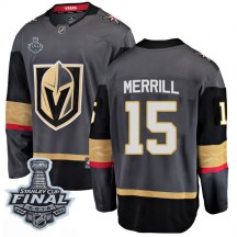 Men's Fanatics Branded Vegas Golden Knights Jon Merrill Gold Black Home 2018 Stanley Cup Final Patch Jersey - Breakaway