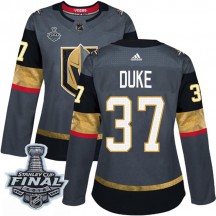 Women's Adidas Vegas Golden Knights Reid Duke Gold Gray Home 2018 Stanley Cup Final Patch Jersey - Authentic