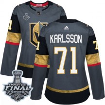 Women's Adidas Vegas Golden Knights William Karlsson Gold Gray Home 2018 Stanley Cup Final Patch Jersey - Authentic