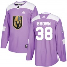 Men's Adidas Vegas Golden Knights Patrick Brown Purple Fights Cancer Practice Jersey - Authentic