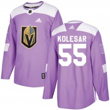 Men's Adidas Vegas Golden Knights Keegan Kolesar Purple ized Fights Cancer Practice Jersey - Authentic