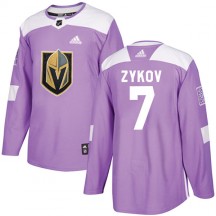 Men's Adidas Vegas Golden Knights Valentin Zykov Purple Fights Cancer Practice Jersey - Authentic