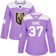 Women's Adidas Vegas Golden Knights Reid Duke Purple Fights Cancer Practice 2018 Stanley Cup Final Patch Jersey - Authentic