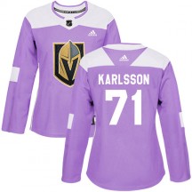 Women's Adidas Vegas Golden Knights William Karlsson Purple Fights Cancer Practice 2018 Stanley Cup Final Patch Jersey - Authent