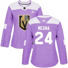 Women's Adidas Vegas Golden Knights Jaycob Megna Purple Fights Cancer Practice 2018 Stanley Cup Final Patch Jersey - Authentic