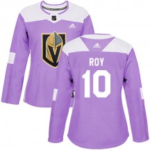 Women's Adidas Vegas Golden Knights Nicolas Roy Purple Fights Cancer Practice 2018 Stanley Cup Final Patch Jersey - Authentic