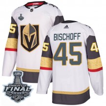Men's Adidas Vegas Golden Knights Jake Bischoff Gold White Away 2018 Stanley Cup Final Patch Jersey - Authentic