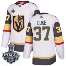 Men's Adidas Vegas Golden Knights Reid Duke Gold White Away 2018 Stanley Cup Final Patch Jersey - Authentic