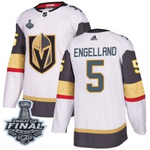 Men's Adidas Vegas Golden Knights Deryk Engelland Gold White Away 2018 Stanley Cup Final Patch Jersey - Authentic