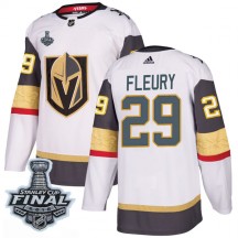 Men's Adidas Vegas Golden Knights Marc-Andre Fleury Gold White Away 2018 Stanley Cup Final Patch Jersey - Authentic