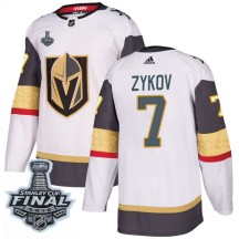 Men's Adidas Vegas Golden Knights Valentin Zykov Gold White Away 2018 Stanley Cup Final Patch Jersey - Authentic
