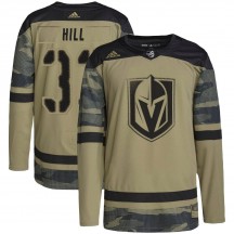 Youth Adidas Vegas Golden Knights Adin Hill Gold Camo Military Appreciation Practice Jersey - Authentic