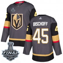 Men's Adidas Vegas Golden Knights Jake Bischoff Gold Gray Home 2018 Stanley Cup Final Patch Jersey - Authentic
