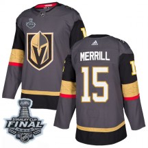 Men's Adidas Vegas Golden Knights Jon Merrill Gold Gray Home 2018 Stanley Cup Final Patch Jersey - Authentic