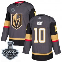 Men's Adidas Vegas Golden Knights Nicolas Roy Gold Gray Home 2018 Stanley Cup Final Patch Jersey - Authentic
