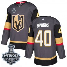 Men's Adidas Vegas Golden Knights Garret Sparks Gold Gray Home 2018 Stanley Cup Final Patch Jersey - Authentic