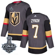 Men's Adidas Vegas Golden Knights Valentin Zykov Gold Gray Home 2018 Stanley Cup Final Patch Jersey - Authentic