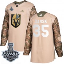 Youth Adidas Vegas Golden Knights Oscar Dansk Gold Camo Veterans Day Practice 2018 Stanley Cup Final Patch Jersey - Authentic