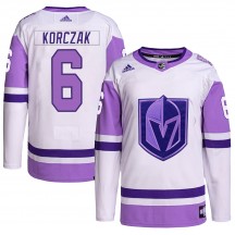 Men's Adidas Vegas Golden Knights Kaedan Korczak White/Purple Hockey Fights Cancer Primegreen Jersey - Authentic