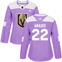 Women's Adidas Vegas Golden Knights Michael Amadio Purple Fights Cancer Practice Jersey - Authentic