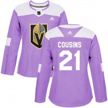 Women's Adidas Vegas Golden Knights Nick Cousins Purple ized Fights Cancer Practice Jersey - Authentic