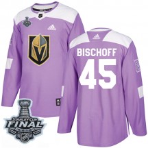 Men's Adidas Vegas Golden Knights Jake Bischoff Purple Fights Cancer Practice 2018 Stanley Cup Final Patch Jersey - Authentic