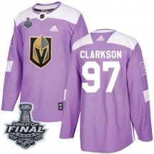 Men's Adidas Vegas Golden Knights David Clarkson Purple Fights Cancer Practice 2018 Stanley Cup Final Patch Jersey - Authentic