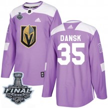 Men's Adidas Vegas Golden Knights Oscar Dansk Purple Fights Cancer Practice 2018 Stanley Cup Final Patch Jersey - Authentic