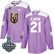 Men's Adidas Vegas Golden Knights Cody Eakin Purple Fights Cancer Practice 2018 Stanley Cup Final Patch Jersey - Authentic