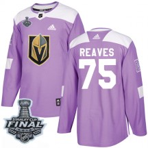 Men's Adidas Vegas Golden Knights Ryan Reaves Purple Fights Cancer Practice 2018 Stanley Cup Final Patch Jersey - Authentic