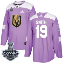Men's Adidas Vegas Golden Knights Reilly Smith Purple Fights Cancer Practice 2018 Stanley Cup Final Patch Jersey - Authentic