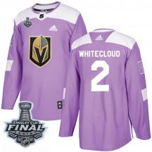 Men's Adidas Vegas Golden Knights Zach Whitecloud Purple Fights Cancer Practice 2018 Stanley Cup Final Patch Jersey - Authentic