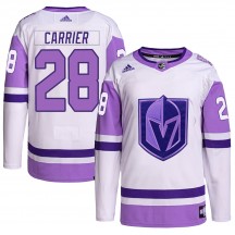 Youth Adidas Vegas Golden Knights William Carrier White/Purple Hockey Fights Cancer Primegreen Jersey - Authentic