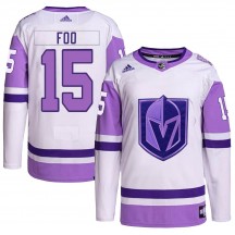 Youth Adidas Vegas Golden Knights Spencer Foo White/Purple Hockey Fights Cancer Primegreen Jersey - Authentic