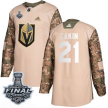 Men's Adidas Vegas Golden Knights Cody Eakin Gold Camo Veterans Day Practice 2018 Stanley Cup Final Patch Jersey - Authentic