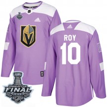 Youth Adidas Vegas Golden Knights Nicolas Roy Purple Fights Cancer Practice 2018 Stanley Cup Final Patch Jersey - Authentic