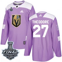 Youth Adidas Vegas Golden Knights Shea Theodore Purple Fights Cancer Practice 2018 Stanley Cup Final Patch Jersey - Authentic