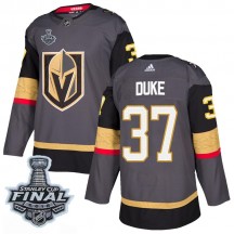 Youth Adidas Vegas Golden Knights Reid Duke Gold Gray Home 2018 Stanley Cup Final Patch Jersey - Authentic