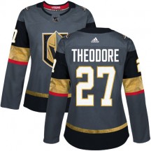Women's Adidas Vegas Golden Knights Shea Theodore Gold Gray Home Jersey - Authentic