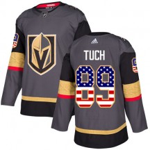 Men's Adidas Vegas Golden Knights Alex Tuch Gold Gray USA Flag Fashion Jersey - Authentic