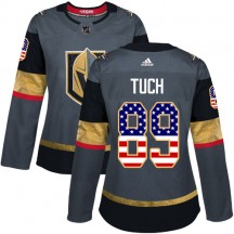 Women's Adidas Vegas Golden Knights Alex Tuch Gold Gray USA Flag Fashion Jersey - Authentic
