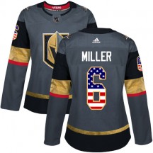 Women's Adidas Vegas Golden Knights Colin Miller Gold Gray USA Flag Fashion Jersey - Authentic