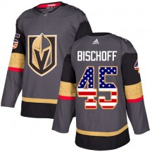 Youth Adidas Vegas Golden Knights Jake Bischoff Gold Gray USA Flag Fashion Jersey - Authentic