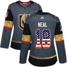 Women's Adidas Vegas Golden Knights James Neal Gold Gray USA Flag Fashion Jersey - Authentic
