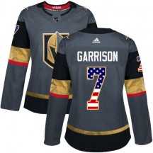 Women's Adidas Vegas Golden Knights Jason Garrison Gold Gray USA Flag Fashion Jersey - Authentic