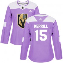 Women's Adidas Vegas Golden Knights Jon Merrill Purple Fights Cancer Practice Jersey - Authentic